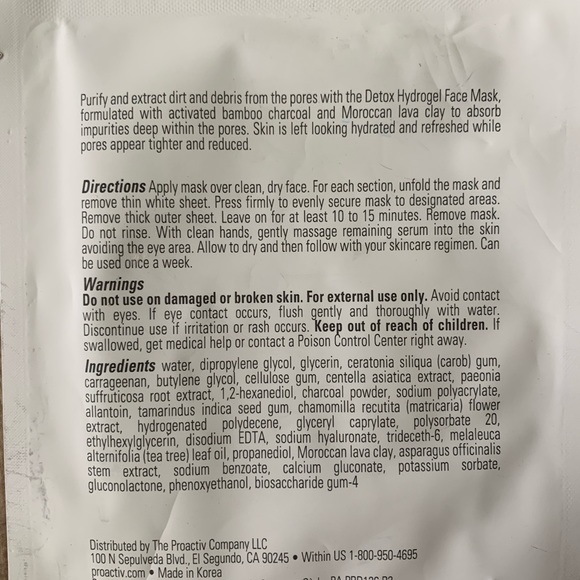 Proactiv Detox Hydrogel Face Mask Charcoal Moroccan Lava Clay Lot Of (3) New - Picture 3 of 5